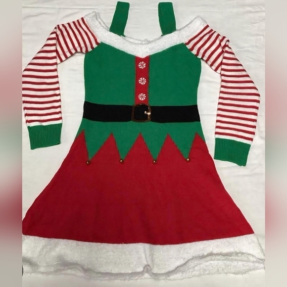 With love Derek Dresses & Skirts - Christmas Green and Red Elf Sweater Dress